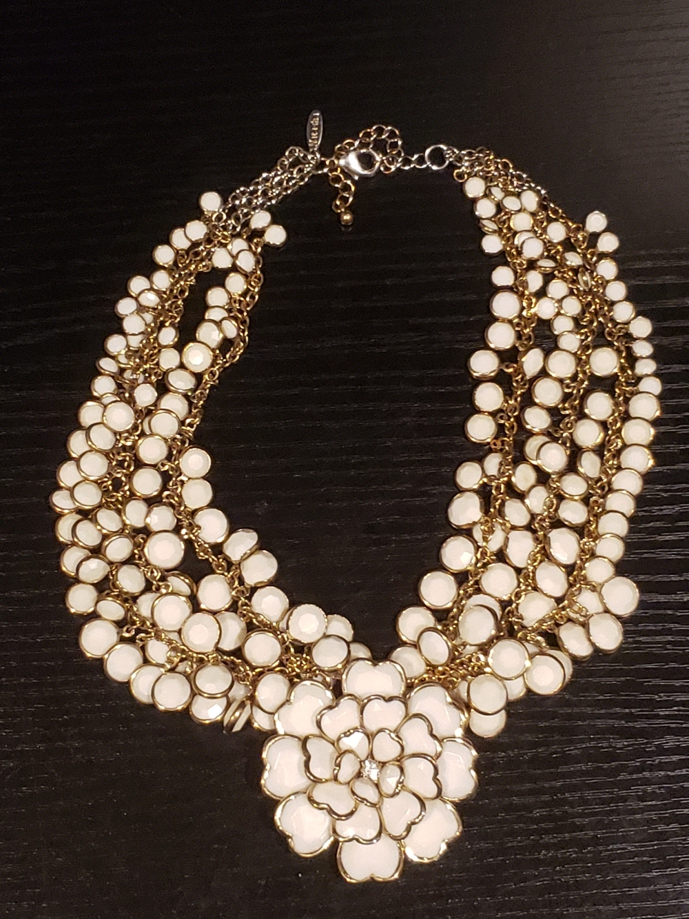 White Floral Statement Necklace
